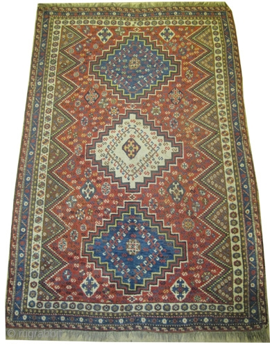  Qashqai Persian circa 1912 antique, collector's item, Size: 237 x 158 (cm) 7' 9" x 5' 2"  carpet ID: K-2944
vegetable dyes, the knots are hand spun wool, the black color  ...