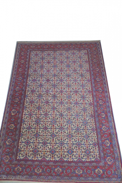 Kayseri Turkish old, 150 x 214 cm,  carept ID: MAM-6
The knots are hand spun wool, the background is ivory, allover design, the surrounded large border is rust, fine knotted, thick pile,  ...