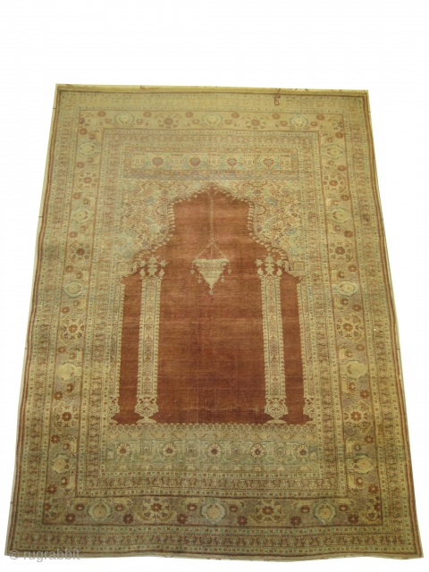 


Tabriz Persian knotted circa 1890, antique, collectors item, 122 x 161 cm, ID: WH-1
The knots, the warp and the weft threads are 100% silk. Prayer design, very finely knotted and elegant, surrounded  ...