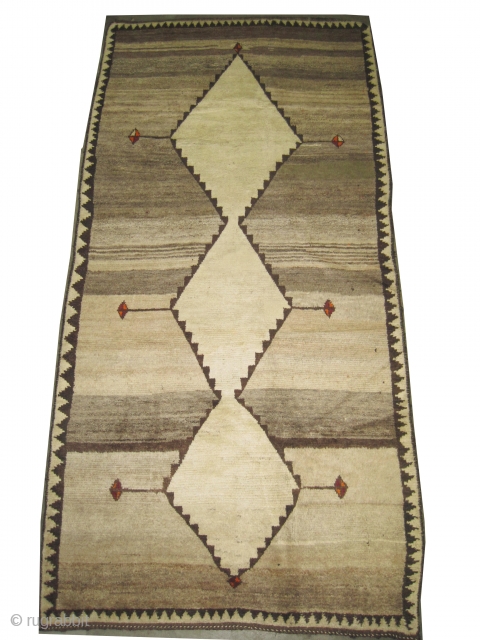 
Gabbeh Nomad Persian, circa 1910 antique. Collector's item, Size: 272 x 133 (cm) 8' 11" x 4' 4"  carpet ID: K-4162
the black color is oxidized, the knots are hand spun lamb  ...