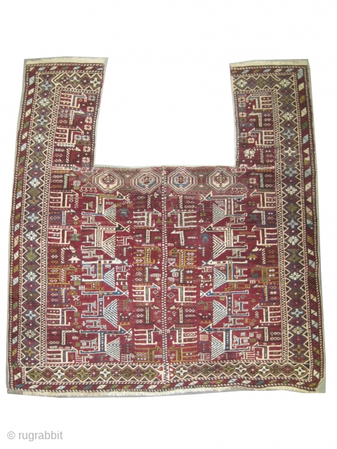 

Horse cover Shirvan Caucasian knotted circa in 1918 antique, collectors item, 141 x 134 cm  carpet ID: H-295
The horse cover is hand knotted, the knots are hand spun lamb wool, the  ...