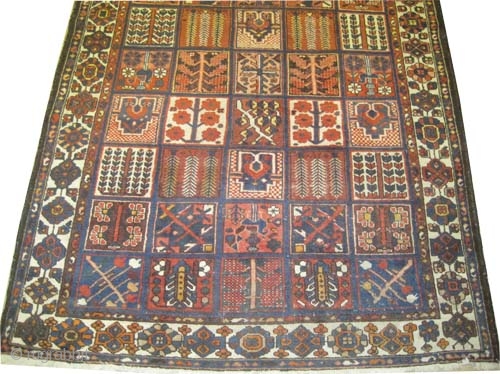 	

Baktiar Persian circa 1918 antique. Size: 283 x 217 (cm) 9' 3" x 7' 1"  carpet ID: P-6262 
Vegetable dyes, the black color is oxidized, the knots are hand spun wool,  ...