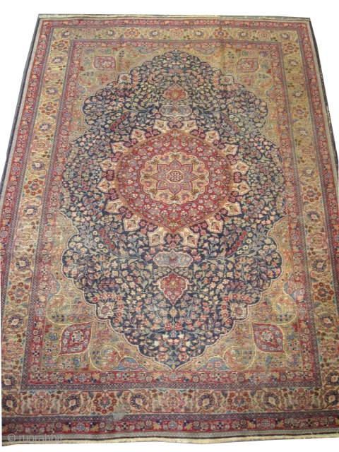Tabriz Persian circa 1920 antique, Size: 315 x 225 (cm) 10' 4" x 7' 5"  carpet ID: P-4743
 the black color is oxidized, the knots are hand spun wool, the background  ...