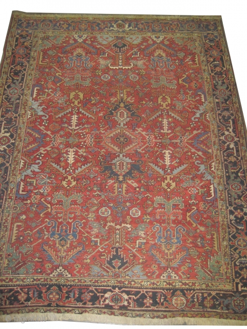  Heriz Persian circa 1905 antique. Collector's item, Size: 309 x 244 (cm) 10' 2" x 8' 
  carpet ID: P-6086
vegetable dyes, the black color is oxidized, the knots are hand  ...