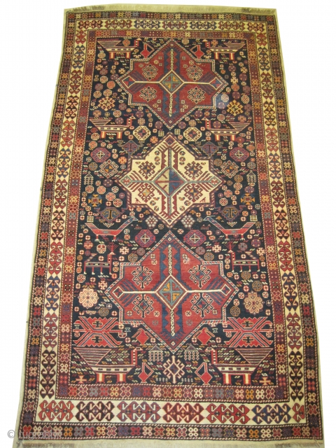 

Akstafa Caucasian knotted circa in 1915 antique, collectors item,  253 x 143 (cm) 8' 4" x 4' 8"  carpet ID: H-175

Thick pile, in perfect condition. The background is stylized with  ...