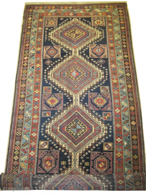 	

Shirvan Caucasian knotted circa in 1905 antique. Collector's item, 456 x 153 (cm) 14' 11" x 5'  carpet ID: W-2
Thick pile, in good condition, the knots are hand spun wool, both  ...