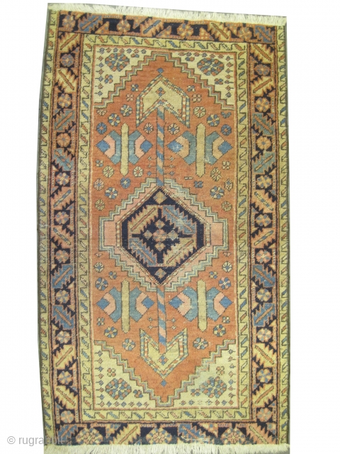 
Heriz Persian knotted circa in 1916 antique, 139 x 79 cm  carpet ID: K-4564
The brown knots are oxidized, the knots are hand spun wool, from the two edges the last tiny  ...