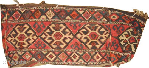 Mafrash Caucasian, woven circa 1910 antique, collectors item, 54 x 142 cm, ID: A-1069
Vegetable dyes, woven with hand spun wool in three different techniques, in perfect condition, the mafrash is complete and ...