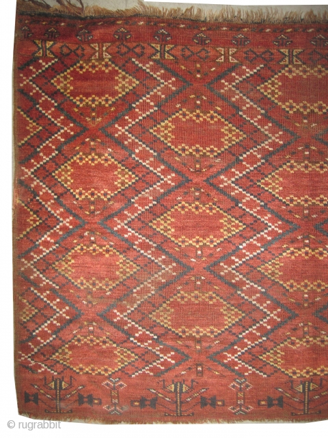 
Beshir Turkmen Tchwal circa 1890 antique. Collectors item, Size: 150 x 100 (cm) 4' 11" x 3' 3"  carpet ID: K-5666
The black color is oxidized, vegetable dyes, the knots are hand  ...