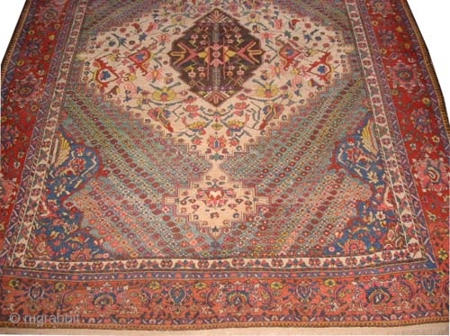 Baktiar Persian circa 1915 antique. Size: 395 x 310 (cm) 12' 11" x 10' 2"  carpet ID: P-4764
Vegetable dyes, the black color is oxidized, the knots are hand spun lamb wool,  ...