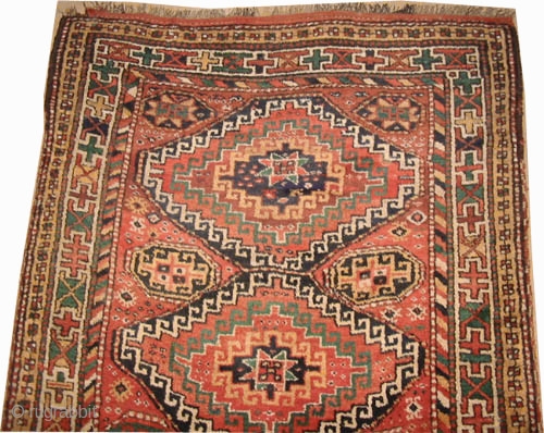  	

Gutschan-Kurd Persian knotted circa in 1915 antique. Collector's item, 290 x 162 (cm) 9' 6" x 5' 4"  carpet ID: E-255
The knots are hand spun lamb wool, the shirazi borders  ...