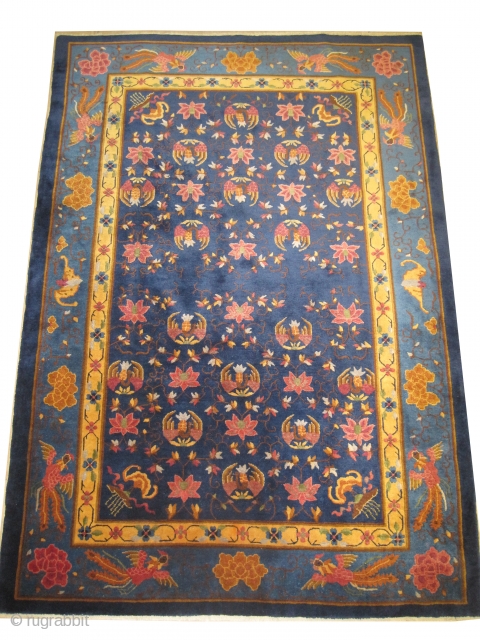 

Chinese carpet,  semi antique, 265 x 180 (cm) 8' 8" x 5' 11" 
 carpet ID: K-3917
Certain knots are oxidized, the knots are hand spun lamb wool, the background color is  ...