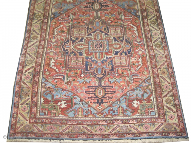 

Serapi Heriz Persian, knotted circa in 1880, antique, collector's item,  296 x 231 (cm) 9' 8" x 7' 7"  carpet ID: P-3019
The knots are hand spun lamb wool, the black  ...