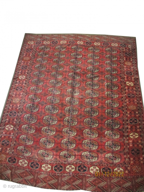 Tekke Boukhara Turkmen, knotted circa in 1910 antique, 192 x 245 cm  carpet ID: K-4970
In good condition except one corner slightly used place.         
