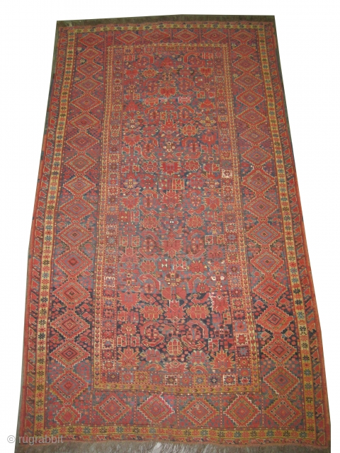 
Beshir Turkmen knotted circa in 1880 antique, collectors item, 253 x 143 cm  carept ID: K-688
The black knots are oxidized, the knots are hand spun wool, the shirazi borders are woven  ...