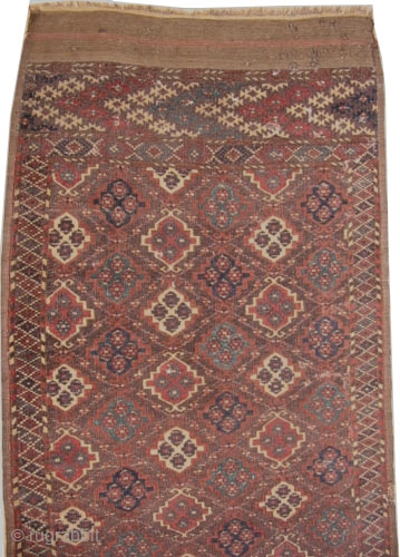 

Tschaudor Turkmen knotted circa in 1880 antique, collectors item. 166 x 100 cm  carpet ID: K-884
Finely knotted, a rare example, rare ornaments, the brown color is oxidized, the warp and the  ...