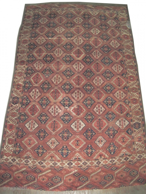 

Tschaudor Turkmen knotted circa in 1870 antique, collectors item. 330 x 197 cm 
 carpet ID: P-3516
In good condition, minor places the pile is used, the knots are hand spun lamb wool,  ...