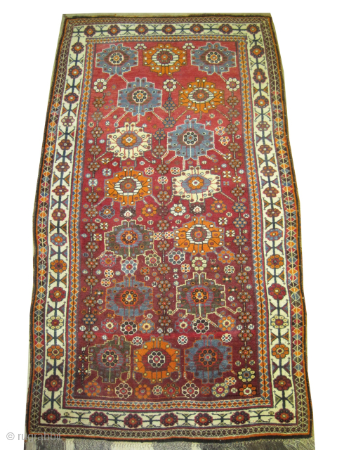 
Gabbeh Nomad Persian, knotted circa 1940 semi antique,  collectors item, 126 x 220 cm, ID: SA-1233
The warp and the weft threads are mixed with wool and goat hair, the knots are  ...