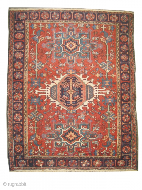 	

Karadja Persian knotted circa in 1910 antique, collector's item, 137 x 109 (cm) 4' 6" x 3' 7"  carpet ID: K-4382
High pile, in good condition and in its original shape.  