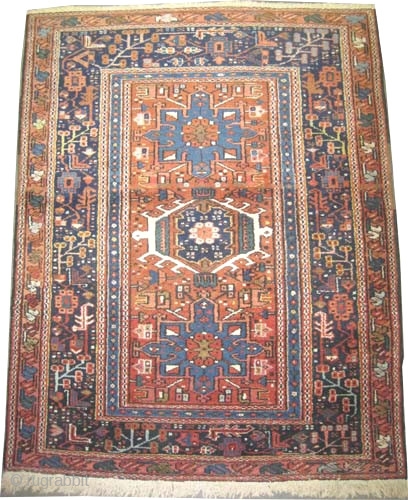 
Karadja Persian knotted circa in 1910 antique.  137 x 110 (cm) 4' 6" x 3' 7"  carpet ID: K-4285 
High pile, in perfect condition, the background color is warm rust,  ...