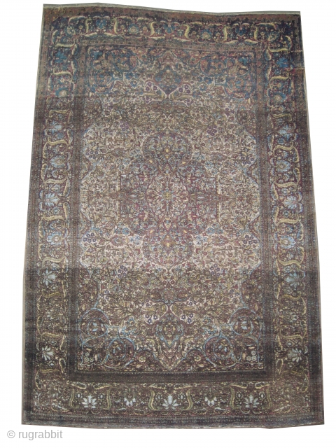 
Mohtashem-Kashan Persian 100% silk, knotted circa 1905, antique, collectors item, 134 x 200 cm, ID: K-3472
Knotted with hand spun 100% silk, the center medallion and the surrounded large border are rust, the  ...