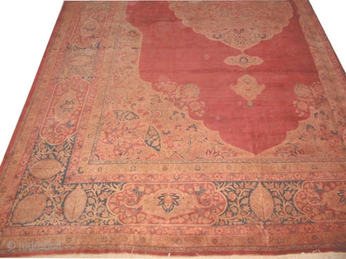 Hajijelili Tabriz Persian circa 1910 antique.  Size: 710 x 475 (cm) 23' 3" x 15' 7"  carpet ID: P-5956
Vegetable dyes, the knots are hand spun wool, the shirazi borders are  ...