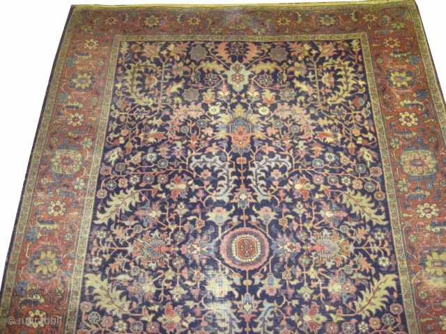 

Beshmeshed-Heriz Persian knotted circa 1910 antique, 340 x 252 cm,  carpet ID: P-5132
The black knots are oxidized, the knots are hand spun wool, the selvages are woven on two lines, all  ...