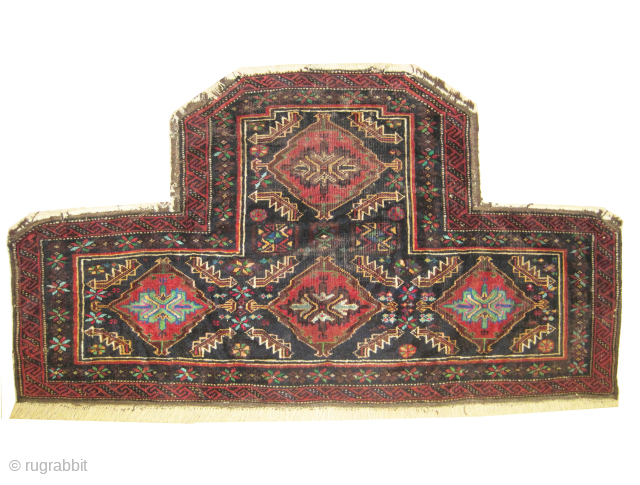 
Horse cover Belutch Persian, knotted circa 1930 semi-antique, collector's item, 62 x 116 cm, ID: T-475
The knots are hand spun wool and silk, the warp and the weft threads are 100% wool.  ...