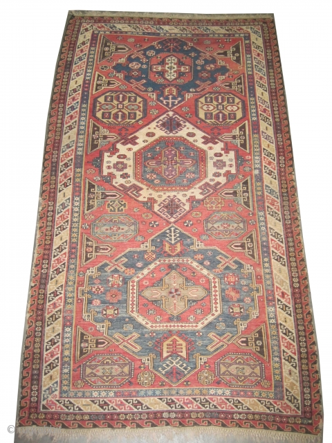 	

Kouba Soumak Caucasian circa 1875 antique. Collector's item, Size: 275 x 155 (cm) 9'  x 5' 1"  carpet ID: A-265
Good shape, at one border minor problem, vegetable dyes, hand spun  ...