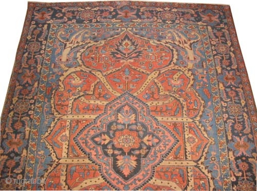 
Bakshaish Heriz Persian circa 1905 antique. Collector's item. Size: 350 x 250 (cm) 11' 6" x 8' 2"  carpet ID: P-4753
Vegetable dyes, the black color is oxidized, the knots are hand  ...