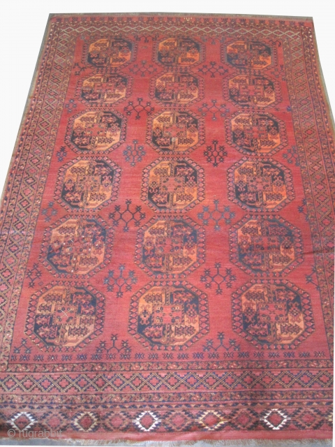
Ersari Turkmen knotted circa in 1890 antique, collector's item,  360 x 246 (cm) 11' 10" x 8' 1"  carpet ID: P-5743
High pile in perfect condition, the warp and the weft  ...