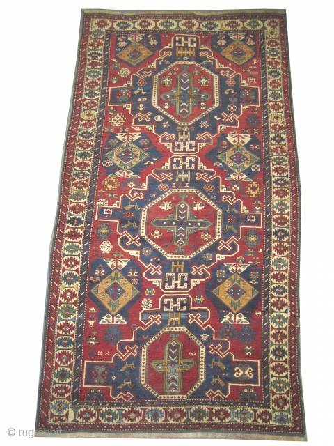 
Konakent Kouba Caucasian, knotted circa in 1915 antique, collector's item. 260 x 140 (cm) 8' 6" x 4' 7"  carpet ID: RS-234
Both edges are finished with 2cm Soumak technique kilim, the  ...