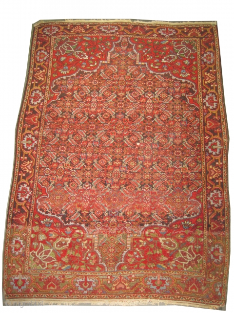 


Farahan-Sarouk Persian knotted circa in 1910 antique, collector's item, 143 x 105 (cm) 4' 8" x 3' 5"  carpet ID: K-5101
The black knots are oxidized, the knots are hand spun lamb  ...