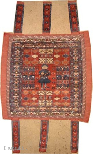  

Cradle Turkmen, knotted circa 1950, collector's item, semi-antique, 86 x 92 cm, ID: K-1102
The warp and the weft threads are 100% wool, the knots are mixed with hand spun lamb wool  ...