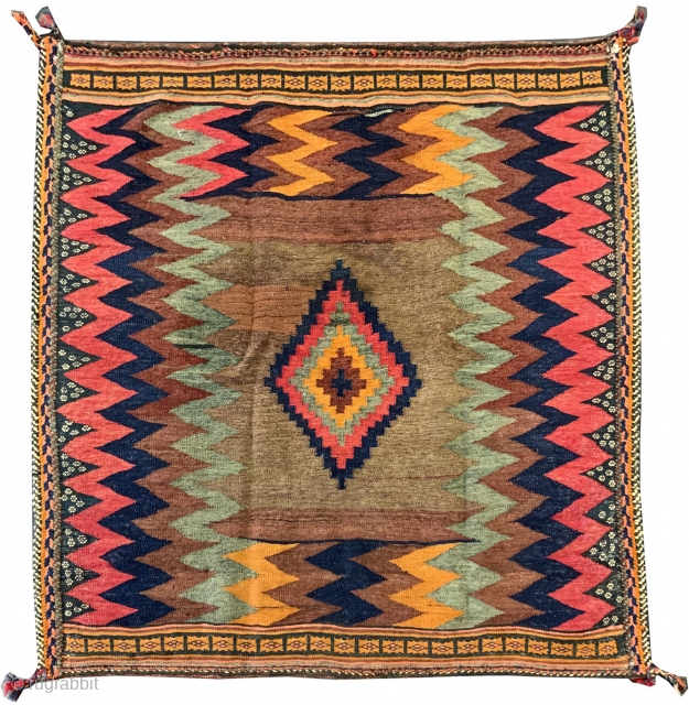 Rug# 10504, antique Nomadic Sofreh circa 1900, Afshari tribe, fine wool, Rare & collectable, Persia,
size 125x120 cm
Price $US $300
Available in Mebourne-Australia
can be shipped anywhere in the world (fright cost to be o  ...