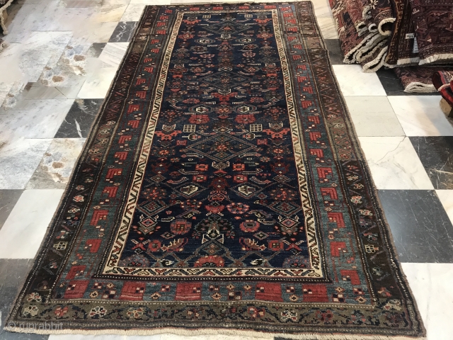 Rug# 7009, Antique Malayer kallegi or Galleria rug, allover Herati motifs, all wool construction ( warp, weft and pile), fully restored, in immaculate condition. 
 Size 305x150 cm
for inquiries in regards to  ...