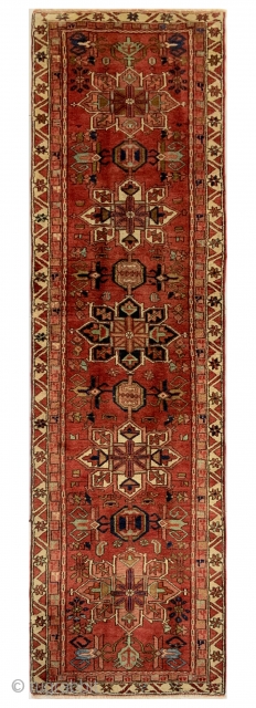 Rug# 10234, Karajeh- Heriz, c.1940, immaculate condition, cottage weave, Eastern Azerbaijan region, Persia, size 300x90 cm.
international freight can be arranged. 
inq: +61412378798           