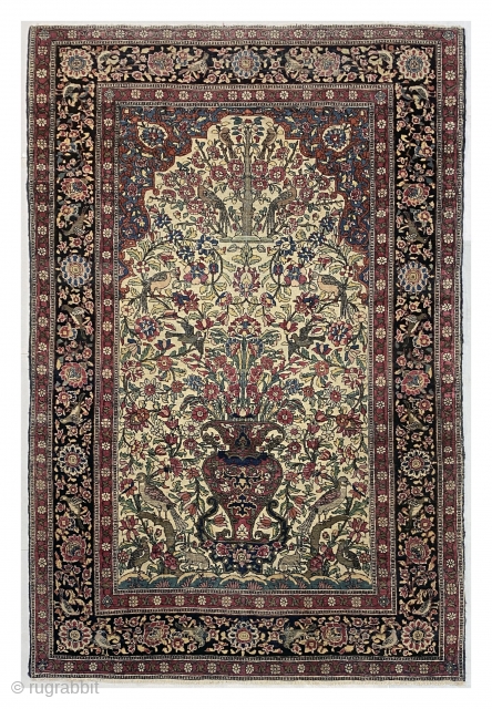 Rug# 10015,  Antique Isfehan-Ahmad, late 19th century (circa 1900), fine wool pile on a cotton foundation, 800k KPSQM, minor restoration, in immaculate condition,  collectalbe piece, Persia, size 210x137 cm 
more  ...