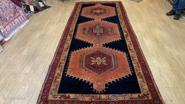Rug# 7039, Antique Azarbaijan Galleria rug, all wool, Armenian weave circa 1920, USSR, size 334x135 cm, Cheap freight can be arranged to anywhere in the world. 
Free freight within Australia.   