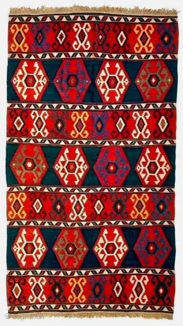I bought this outstanding Caucasian Kuba kilim at the Sotheby's-Parke-Bernet sale of the highly-regarded David Black/Clive Loveless collection in the 80s.  Excellent condition with only a few tiny old repairs and  ...