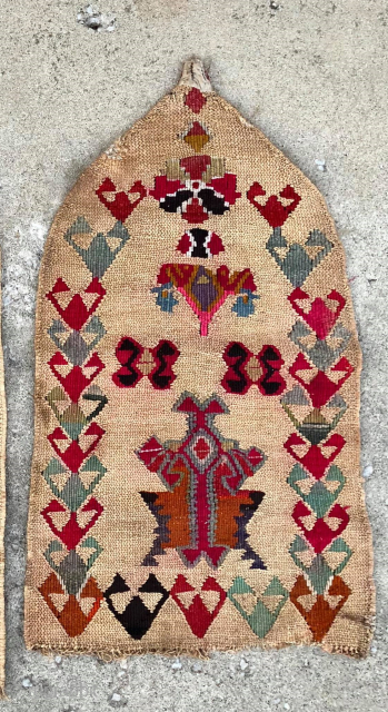 Hard to find pair of reed woven mihrab prayer panels in very good condition. Traditional cotton loop at top for hanging. Central Turkey, 19c. Minor old domestic repairs at edges. One is24  ...