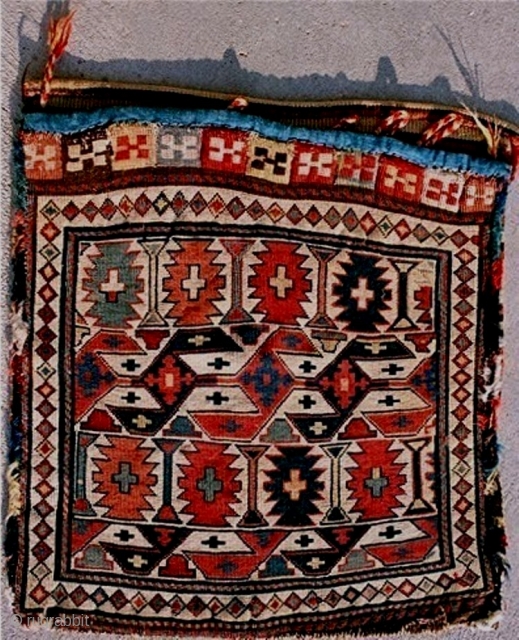 Very good reverse sumak Shahsevan khorhin with original back and complete closure panel.                    