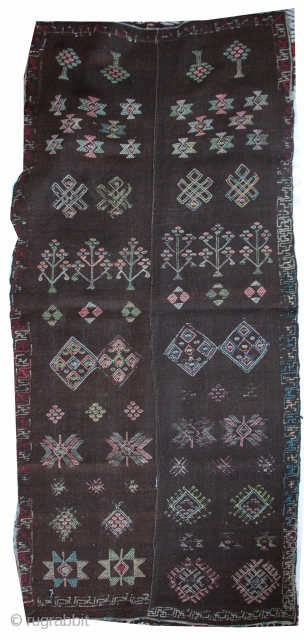 Rain cloak, "charlab", wool with supplementary weft brocade, 61" x 27"; Bhutan (2354)                    