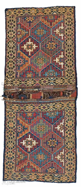 Good & rare Moghan / Shasavan (?) REVERSED Sumakh bag. 2nd half 19th cent. 126 x 52 cm (4ft. 2in. X 1ft. 8in.). Great colors & execution. The back does not appear ...