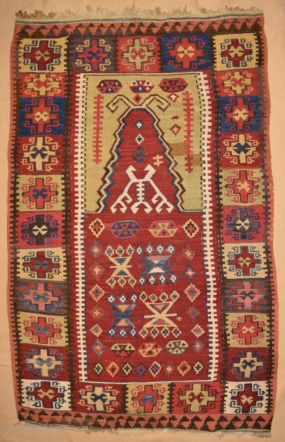 Central anatolian prayer kilim. 95x156cm. Sourced by Richard L. Hall in Konya in the 1970s. More infos & pics if you ask. Please inquire to: finkmarcel.99@gmail.com       