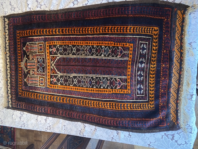 Antique Baluch: Full pile, great wool, multiple weaving techniques. 4’by2’. $125                      