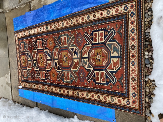 SOLD! Karabagh long rug: 8’7” x 4’3” in excellent condition, color and bold design. Clean and ready for use.              