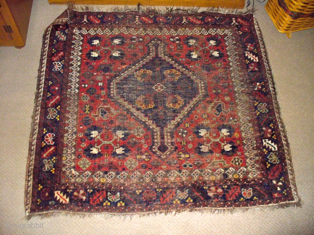 Sold Afshari / Khamseh bagface /rug. OLD. Great graphics and saturated dyes, all natural! Worn.                  