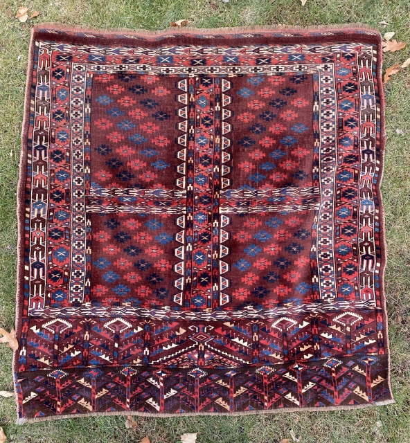 SOLD!Yomud ensi: 65”x58” Antique, all natural dyes, great condition. Warm colors. Very decorative. Not expensive!                  