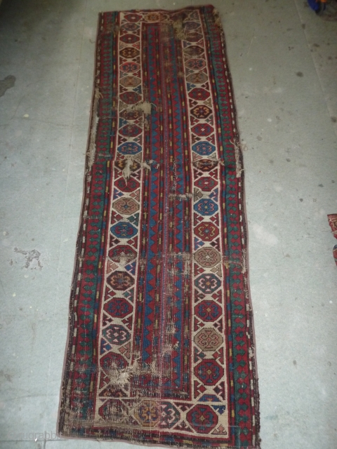 Small 'runner' two border parts of a caucasian carpet put together,  206 x 66 cm , 6.75 x 2.16 ft.            